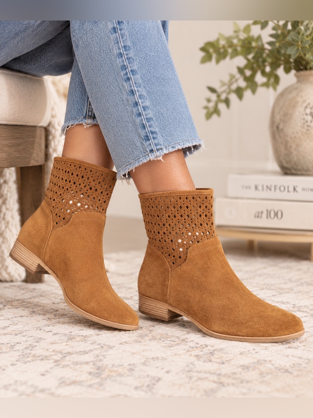 Michael Kors Suede Perforated Leather Ankle Boots